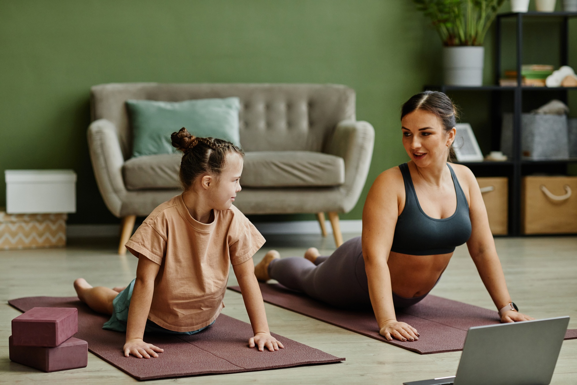 Mother and Daughter Working Out Together